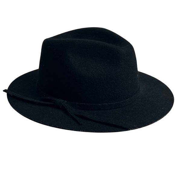 Prana Black Fedora Wool Hat Wide‎ Brim Bow Detail Women main image 6